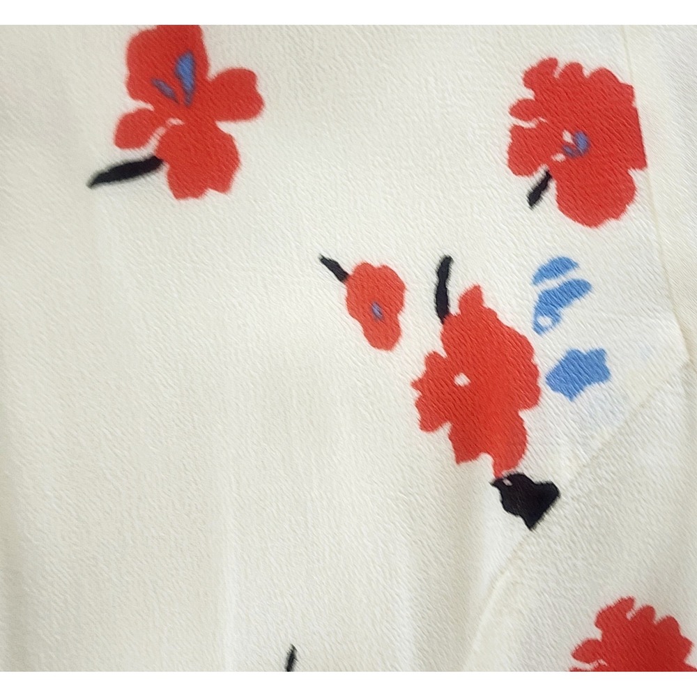 Reformation Sheila Floral Midi Dress 0 Ivory Red Blue Button Front Cottagecore - Picture 15 of 16